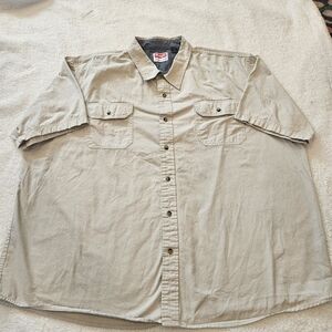 WRANGLER PREMIUM BEIGE khaki SHORT Sleeve BUTTON UP Western Cowboy Shirt 3XL